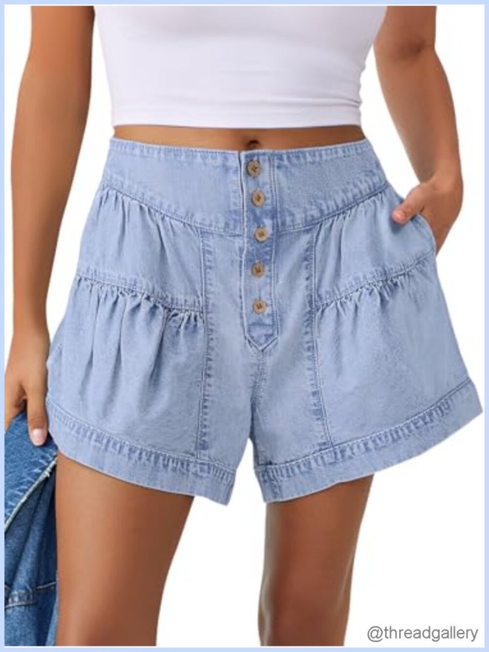 Women's Baggy High Waisted Wide Leg Pleated Jean Shorts Skorts Casual